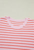 Pink Stripe Textured Knit Sleeveless Casual Sweater Top