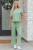 Canton Cuffed Short Sleeve Tee Raw Seam Patch Pocket Drawstring Pants Set