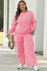 Sachet Pink Solid Color Patchwork Pullover Top and Cargo Pants Set