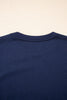 Dirty blue Varsity Striped Detail Crewneck Pullover Elastic Sweatpants 2pcs Outfit
