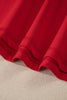 Fiery Red Contrast Trim Button V Neck Ribbon Bow Knot Waist 2pcs Lounge Pant Set