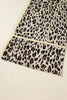 Khaki Exposed Seam Patched Pocket Plus Size Drawstring Leopard Wide Leg Pants