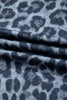 Gray Wild Leopard Print Frilled Detail Drawstring Wide Leg Pants
