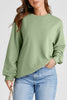 Black Plain Drop Shoulder Crewneck Pullover Sweatshirt