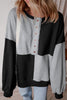 Color black Colorblock Henley High Low Oversize Sweatshirt