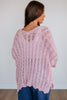 Old Rose Drop Shoulder Crochet Knit Open Front Sweater Cardigan