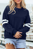 Black Varsity Striped Detail Drop Shoulder Oversized Sweatshirt
