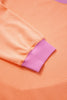 Pink Color Block Contrast Trim Plus Size Sweatshirt