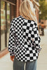 Black Checkerboard Flap Pocket Button Front Shacket