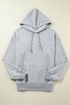 Black Fleece Lined Kangaroo Pocket Drawstring Chunky Hoodie