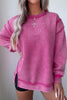Rose Red Mineral Wash Exposed Seam Side Slit Sweatshirt