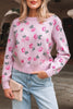 Delicacy Sweet Floral Print Drop Shoulder Cropped Sweater