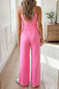 Blue Polka Dot Print Slim Tank Loose Pants 2pcs Outfit