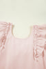 Light Pink Textured Flutter Sleeve Square Neck Bow Back Mini Dress
