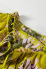 Yellow Vintage Floral V Neck Ruffle Trim Long Sleeve Blouse