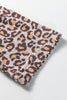 Khaki Leopard Ribbed Long Sleeve Top Drawstring Shorts 2pcs Outfit