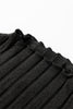 Black Ribbed Knit Slim Bodice Contrast Flared Skirt Patchwork Belted Dress