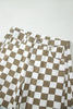 White Checkered Print Denim Barrel Pants