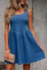 Sail Blue Square Neck Bowknot A-line Sleeveless Denim Dress