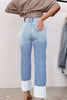 Sky Blue High Waist Distressed Straight Leg Jeans