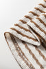 Khaki Stripe Buttoned V Neck Textured Hooded Plus Size Top