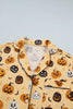 Orange Long Sleeve Ruffle Pumpkin Face Print Two Piece Lounge Set