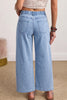 Coffee Solid Color Square Patch Pocket Ankle-length Barrel Jeans