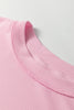 Pink Drop Shoulder Long Sleeve Plus Size Ribbed Top