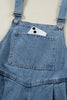Dusk Blue Pleated Wide Leg Retro Pocketed Denim Jumpsuit
