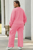 Sachet Pink Solid Color Patchwork Pullover Top and Cargo Pants Set