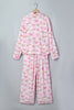 Pink Abstract Santa Print Long Sleeve Full-Length 2Pcs Lounge Set