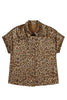Gold Plus Size Leopard Print Short Sleeve Dolman Shirt