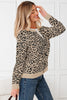 Orange Leopard Drop Shoulder Chunky Knitted Cardigan Sweater