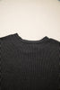 Carbon Grey Corded Knit Color Block Pocketed Crew Neck T Shirt
