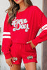 Fiery Red Glitter Game Day Slogan Football Patch Varsity Graphic Two Piece Set