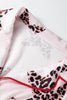 White Leopard Star Ribbon Bow Print Contrast Trim Short Pajama Set