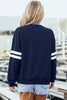Black Varsity Striped Detail Drop Shoulder Oversized Sweatshirt