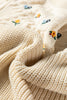 Jet Stream Mixed Texture Knit Flower Embroidered Detail Casual Sweater