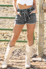 High-rise Drawstring High Waist Casual Denim Shorts with Pockets