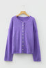 Wisteria Solid Color Knit Button Drop Shoulder Sweater Cardigan
