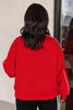 Fiery Red Stand Neck Long Sleeve Regular Fit Sweatshirt