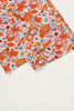 Orange Floral Print Sleeveless Smocked Shift Jumpsuit