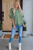Smoke Green Half Sleeve Raw Seam High Low Side Split Top