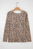 Khaki Leopard Print Long Batwing Sleeve Loose Top