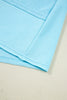 Aruba Blue Plus Size Solid Color Splicing Raw Hem Pullover Top Shorts Set