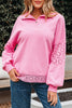 Bonbon Embroidered Flower Patchwork Snap Buttons Pullover Sweatshirt