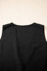 Black Buttoned Vest Drawstring Wide Leg Pants 2pcs Set