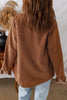 Cinnamon Fleece Lined Buttoned Flap Pockets Corduroy Jacket