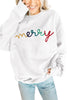 White MERRY Graphic Pullover Sweatshirt