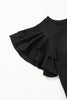 Black Layered Ruffle Short Sleeve Round Neck Top